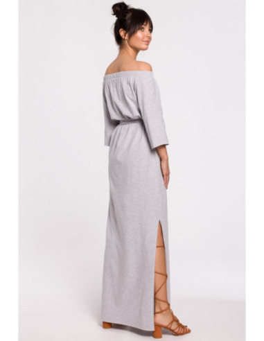 B146 Maxi suknelė su iškirpte - pilka 2
