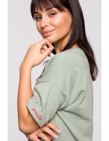 B147 Oversize marškinėliai su apvalia iškirpte -... 2