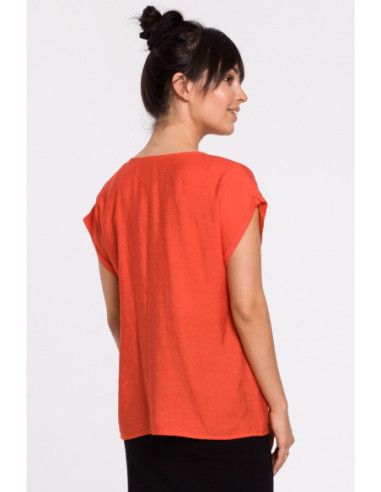 B150 Palaidinė trumpomis rankovėmis su sagomis - oranžinė 2