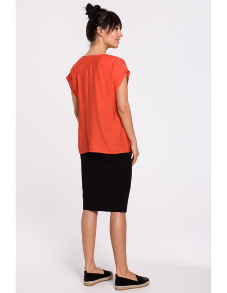 B150 Palaidinė trumpomis rankovėmis su sagomis - oranžinė