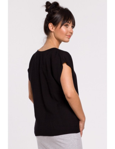 B150 Palaidinė trumpomis rankovėmis su sagomis - juoda 2