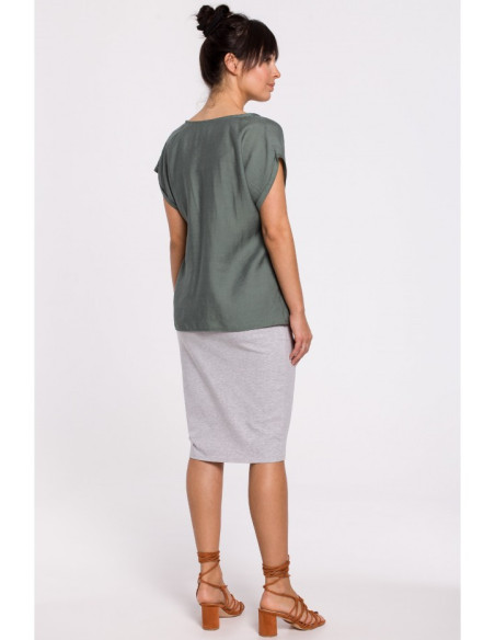 B150 Palaidinė trumpomis rankovėmis su sagomis - mėtų spalvos