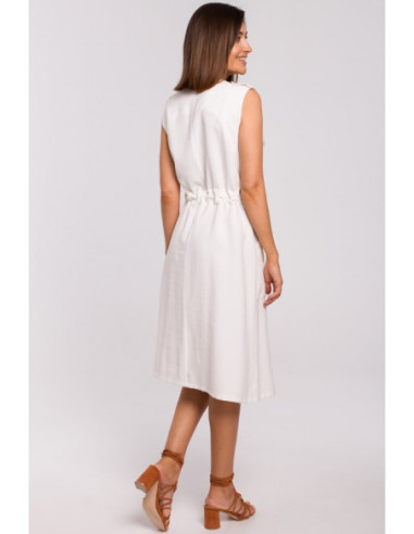 S208 Kombinezoninė suknelė be rankovių - ecru spalvos 2