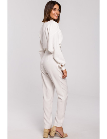 S209 Kombinezonas su diržu - ecru spalvos