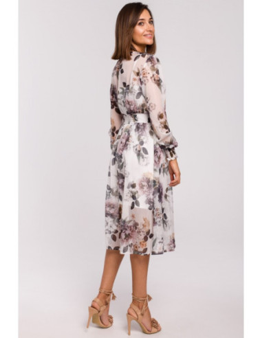 S213 Šifoninė midi suknelė ilgomis rankovėmis - 1 modelis 2