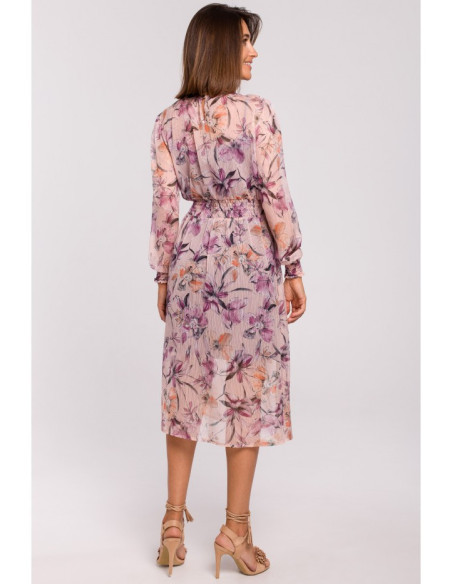 S213 Šifoninė midi suknelė ilgomis rankovėmis - 2 modelis