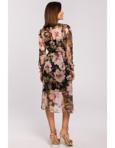 S213 Šifoninė midi suknelė ilgomis rankovėmis - 3 modelis 2