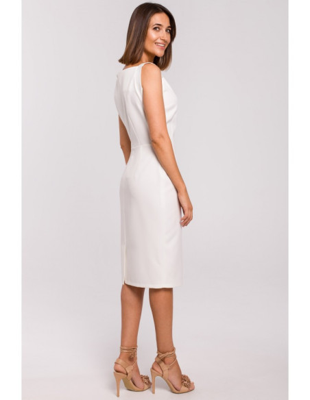 S216 Pieštuko formos suknelė be rankovių - ecru spalvos