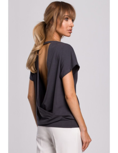 M498 Palaidinė trumpomis rankovėmis ir klostėmis nugaroje... 2