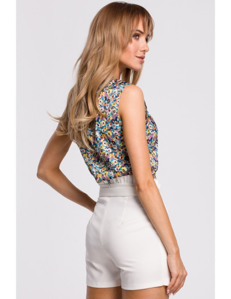 M503 Gėlėta palaidinė be rankovių - 2 modelis