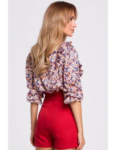 M504 Palaidinė su gėlėtomis klostėmis - 1 modelis 2