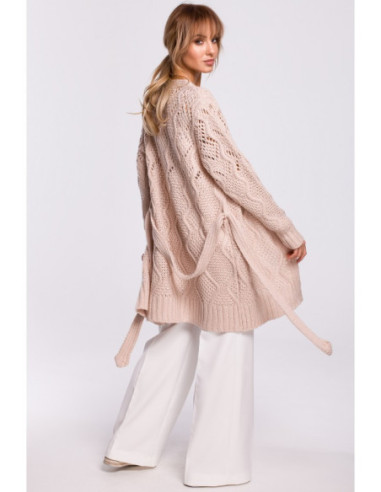 M512 Aptemptas megztinis su diržu - pudros mėlyna 2