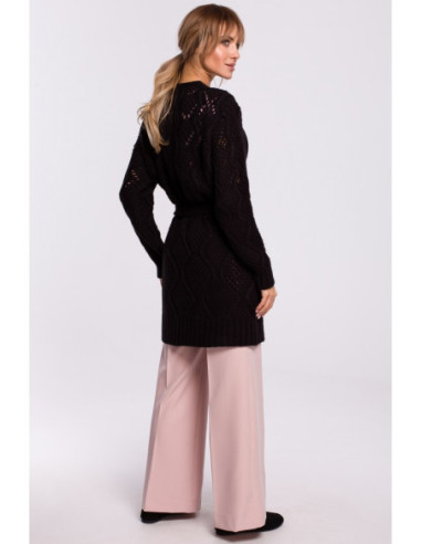 M512 Ažūrinis megztinis su diržu - juodas 2