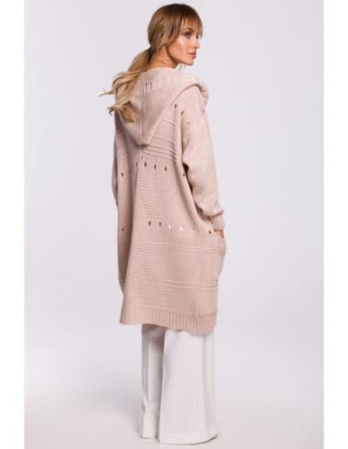 M513 Ažūrinis megztinis su gobtuvu - pudros mėlyna 2