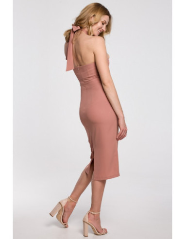 K043 Suknelė su kaklu - rožinė 2