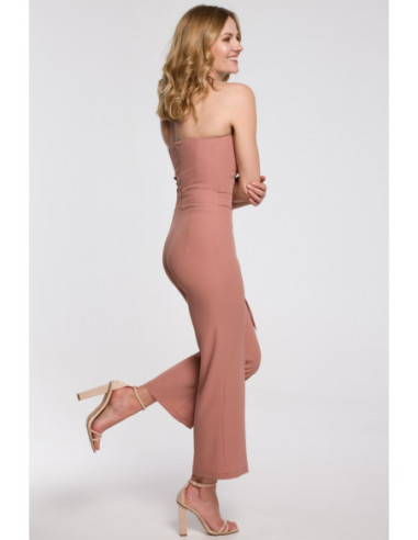 K045 Kombinezonas atvirais pečiais - rožinis 2