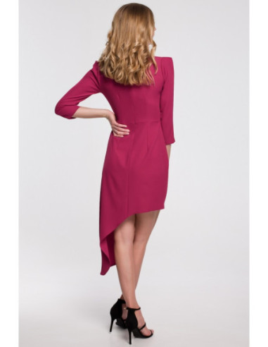 K047 Suknelė su asimetriška apačia ir klostėmis - slyvinė 2