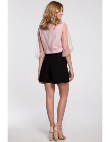 K049 Šortai su klostėmis - juodi 2