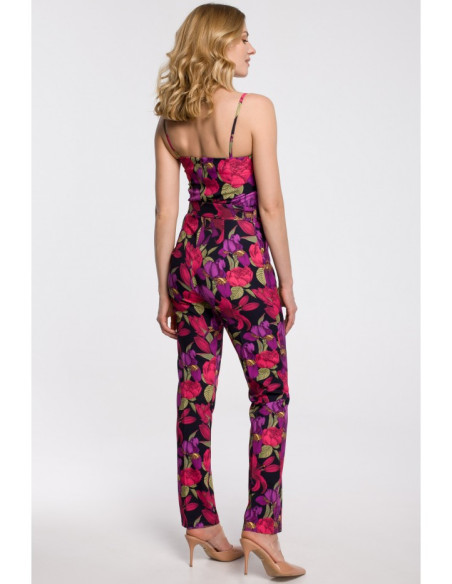 K050 Kombinezonas su plonais dirželiais ir diržu - 2 modelis