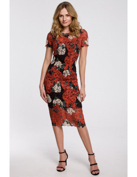 K061 Nėriniuota margaspalvė suknelė - 1 modelis