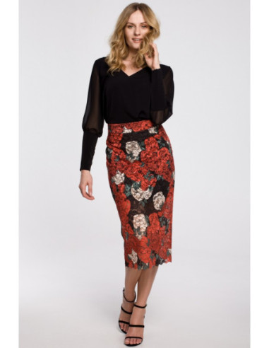 K063 Nėriniuotas pieštuko formos sijonas - 1 modelis 2