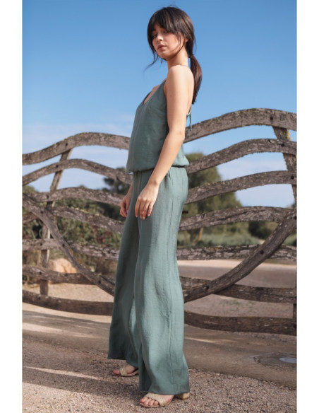 B155 Kombinezonas atvirais pečiais - mėtų spalvos