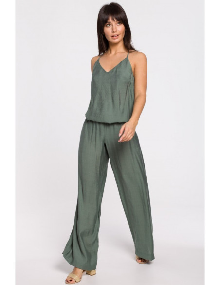 B155 Kombinezonas atvirais pečiais - mėtų spalvos