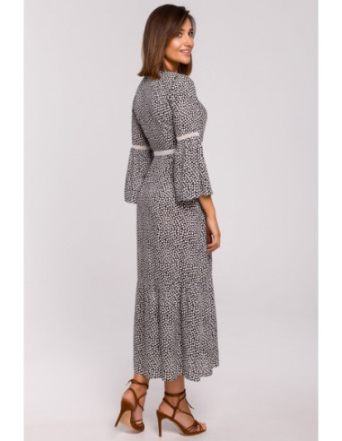 S222 Maxi suknelė su nėriniuotais intarpais - 2 modelis 2