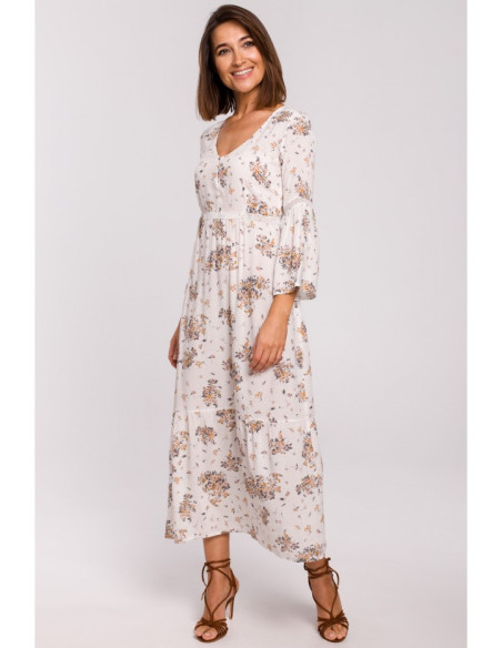 S222 Maxi suknelė su nėriniuotais intarpais - 3 modelis