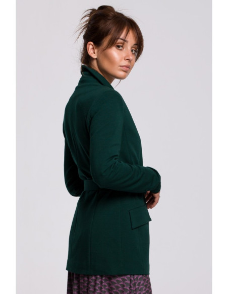 B159 Striukė be sagų, su diržu ir sagtimi - tamsiai žalia