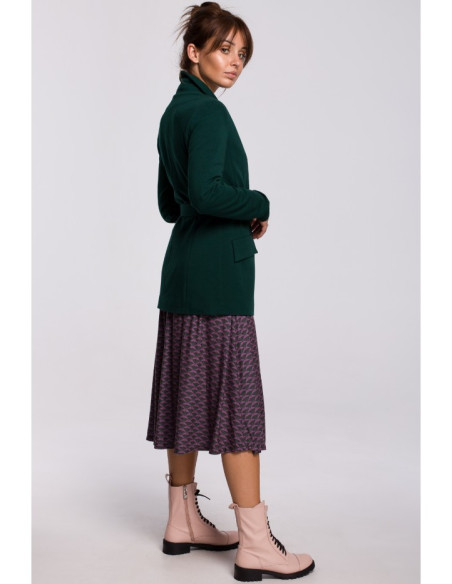 B159 Striukė be sagų, su diržu ir sagtimi - tamsiai žalia