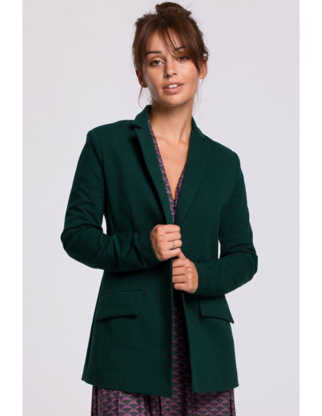 B159 Striukė be sagų, su diržu ir sagtimi - tamsiai žalia