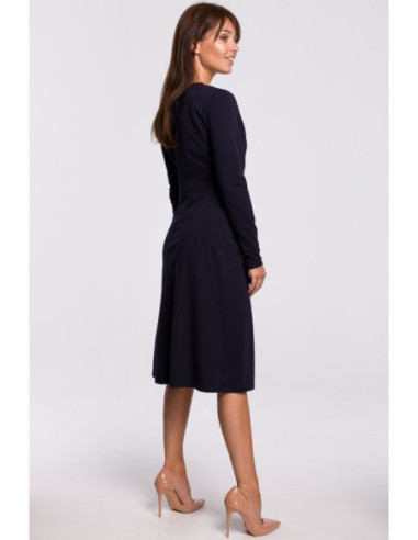 B161 Vokinė suknelė su diržu - tamsiai mėlyna 2