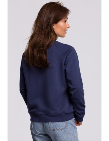 B167 Stilingas margintas megztinis - mėlynos spalvos 2