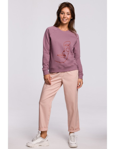 B167 Stilingas margintas džemperis - heather