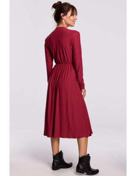 B171 Plėšyta suknelė su prigludusia viršutine dalimi - vyšninė