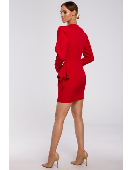 M531 Mini suknelė su šoniniais raukiniais - raudona