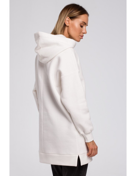 M534 Didelio dydžio palaidinė su kengūros kišene - ecru spalvos