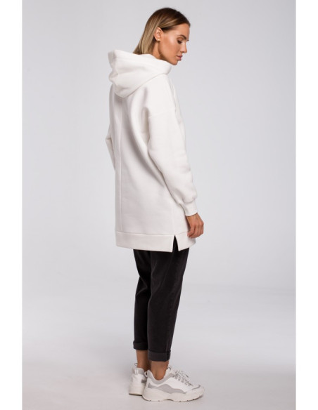 M534 Didelio dydžio palaidinė su kengūros kišene - ecru spalvos