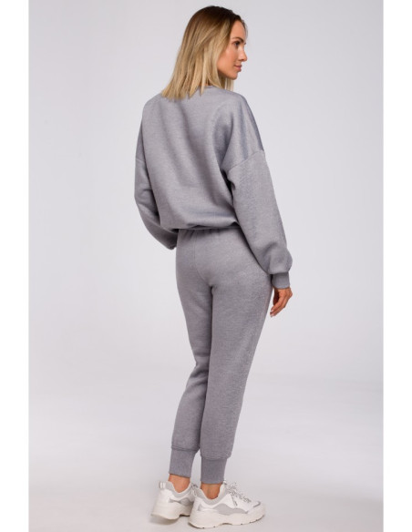 M536 Platus megztinis su siuvinėjimu - plieninis