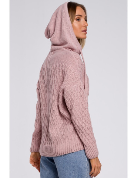 M540 Džemperis su gobtuvu - rožinis