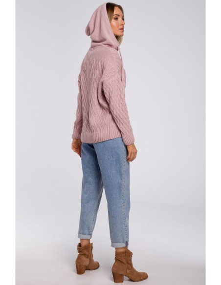 M540 Džemperis su gobtuvu - rožinis