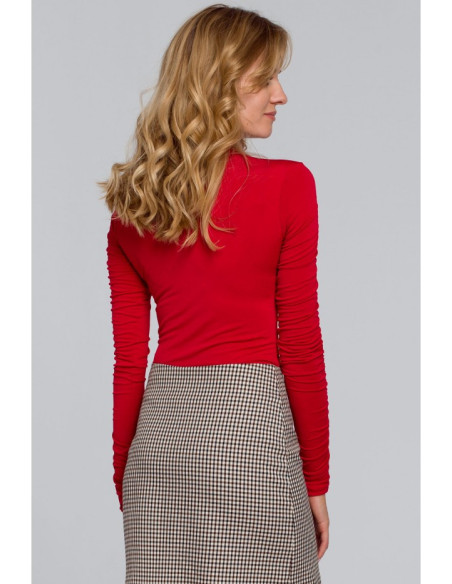 K072 Kūno dalis su golfu ir raukiniais - raudona