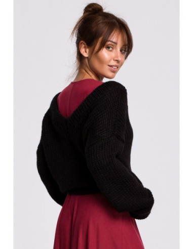 BK046 Džemperis su V formos iškirpte - juodas 2