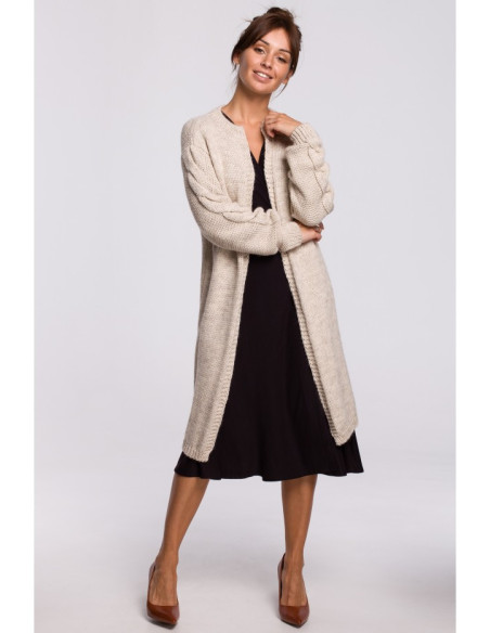 BK051 Pintas megztinis - smėlio spalvos