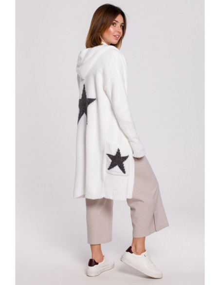 BK063 Megztinis su žvaigždžių motyvais - baltas