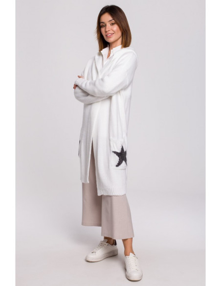 BK063 Megztinis su žvaigždžių motyvais - baltas