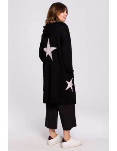 BK063 Megztinis su žvaigždžių motyvais - pudros juodumo 2