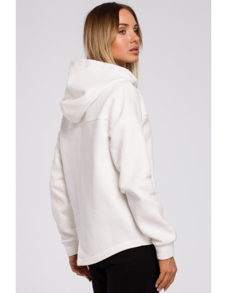 M550 Džemperis su užtrauktuku ir gobtuvu - ecru spalvos