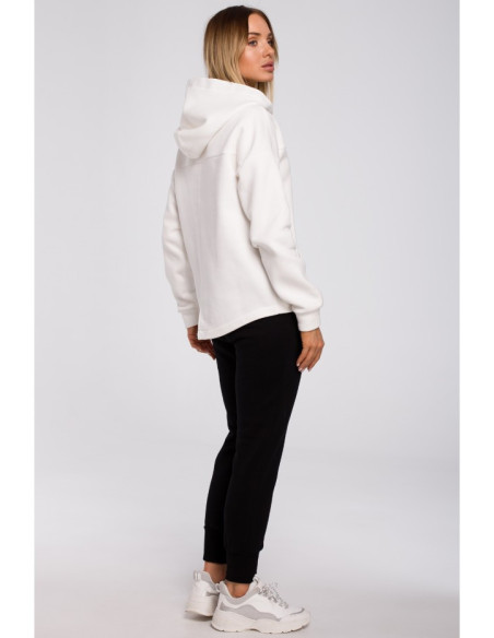 M550 Džemperis su užtrauktuku ir gobtuvu - ecru spalvos